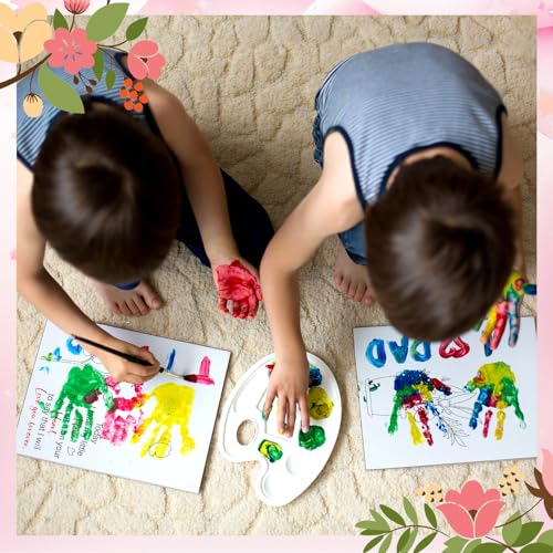 6 Sets Mother's Day Crafts DIY Kit Flower Bouquet Handprint Art Craft Gifts for Mom from Daughter or Son 8 x 10 Inch Handprint Flowers Bouquet Kit for Mother Grandma Birthday Supplies (6 Count)