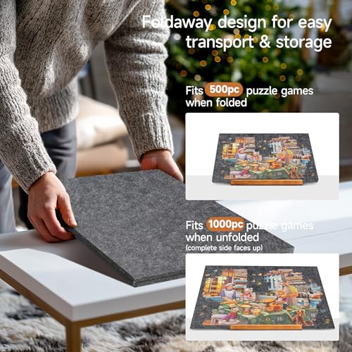 Foldable Jigsaw Puzzle Board with 3 Angle Adjustable Bracket