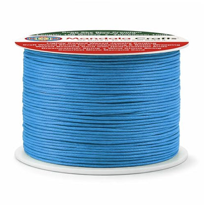 1mm Deep Sky Blue Cotton Waxed Cord for Jewelry Making