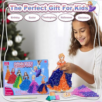 Poke in Fun Art Kit for Kids DIY Princess Craft Set Birthday Gifts for Girls Ages4