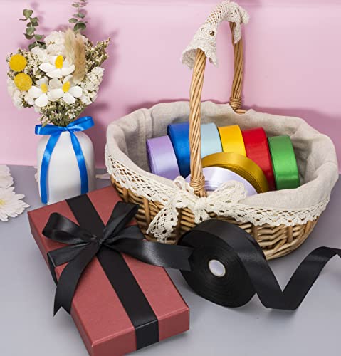 1 Inch Black Solid Satin Ribbon for Gift Wrapping (150 Foot)