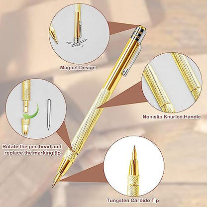 2 Pcs Tungsten Carbide Tip Scriber With 12 Replacement Marking Tip