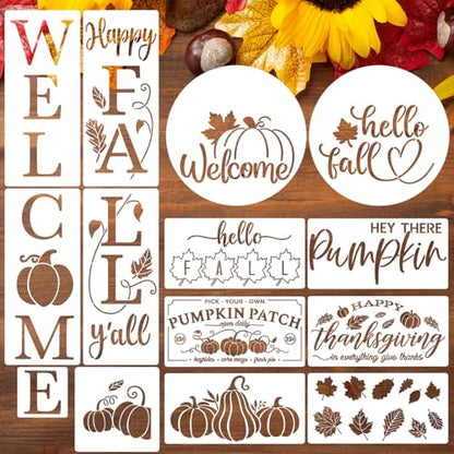 Fall Stencils for Crafts Reusable Fall Stencils for Painting on Wood (14 Count)
