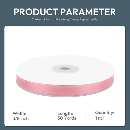 KMER LIFE 3/8" Wide x 50 Yards Pink Satin Ribbon - Perfect for Wedding Decor, Crafts, Gift Wrapping & Other Projects - Crafty Corner