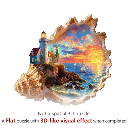 Sunset by The Seaside Puzzles Adults Gifts Wooden 155 Pieces 11.4 * 10.7in