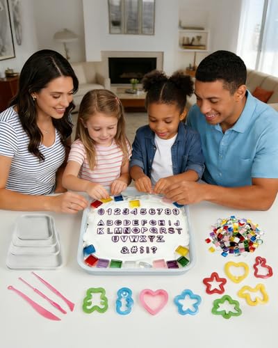Stepping Stone Molds Kit 12PCS Square Concrete Molds Mosaic Tiles DIY Craft Kit for Kids Adults Garden Outdoor Cement Stone Mold Set with Letter Number Stamps Carving Tools No Concrete Mix