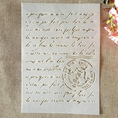 A4 Reusable Vintage Script Stamp Stencil for Painting