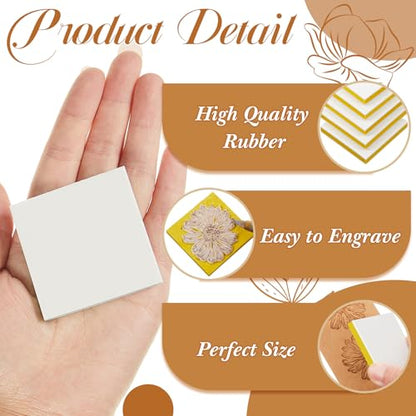24 Pcs 2" x 2" Rubber Carving Block Printmaking Stamp (24 Count)