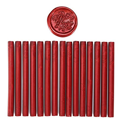 15Pcs Retro Wine Red Glue Gun Sealing Wax Sticks for Wax Seal Stamp (15 Count)