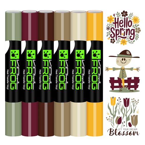 HTV Vinyl Bundle 6 Pack 12"x3ft Heat Transfer Vinyl for T Shirts (6 Count)