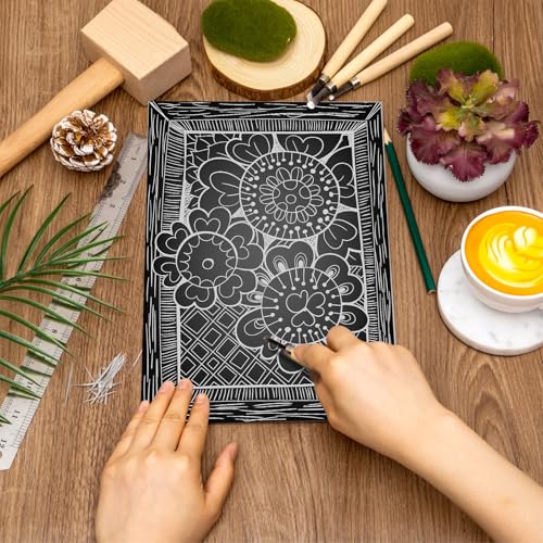 8 Pcs Linoleum Block Rubber Carving Block Soft Linocut Blocks Large Linoleum Sheet Unmounted Lino Plates for Engraving Art Project Printmaking Artist Studio Supplies (8 Count)