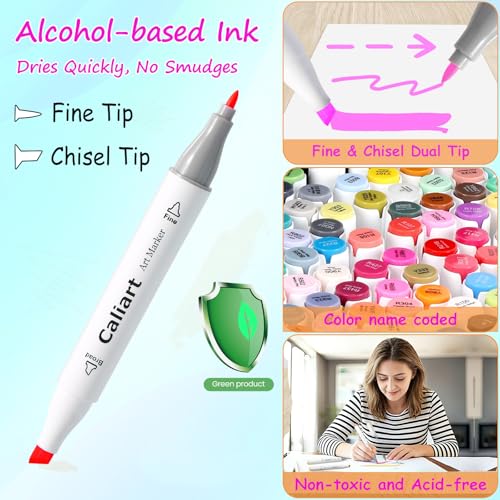 Alcohol Markers 168 Colors Dual Tip Art Markers for Adult Coloring