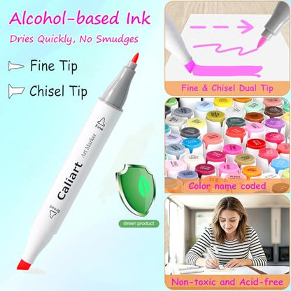 Alcohol Markers 168 Colors Dual Tip Art Markers for Adult Coloring