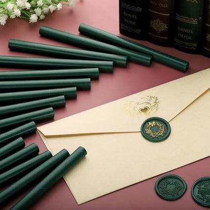 15Pcs Olive Green Glue Gun Sealing Wax Sticks for Wax Seal Stamp (15 Count)