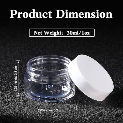 36 Pieces 1 oz Plastic Jars with Lids Wide Mouth Airtight Reusable Container Acrylic Cosmetic Small Jars for Lotions Ointments Travel Toiletries Creams Make up Storage (36 Count)
