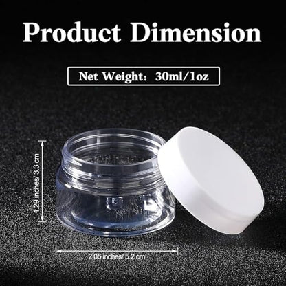 36 Pieces 1 oz Plastic Jars with Lids Wide Mouth Airtight Reusable Container Acrylic Cosmetic Small Jars for Lotions Ointments Travel Toiletries Creams Make up Storage (36 Count)