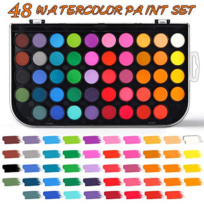 48 Colors Watercolor Paint Set for Adults and Beginners (10.14 Fl Oz)