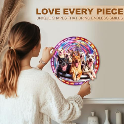 Dog Roller Coaster Puzzles Adults Gifts for Women Men Wooden 265 Pieces 13.4 * 13.4in Wall Decor