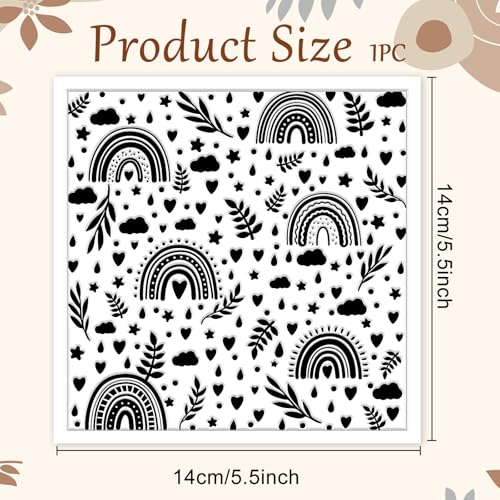 Rainbow Polymer Clay Texture Sheets Bohemian Plant Pattern Silicone Texture Stamp Clouds Love Clay Texture Mat Modeling Pattern Pad Sheets for Jewelry and Earrings Tools