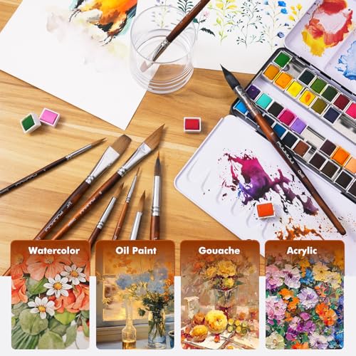Watercolor Brushes Professional (9 Count)