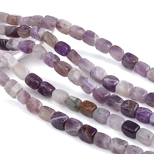 Natural Amethyst Cuboid Stone Loose Semi Gemstone Beads for Jewelry Making 8mmx12mm 38cm (33 Count)