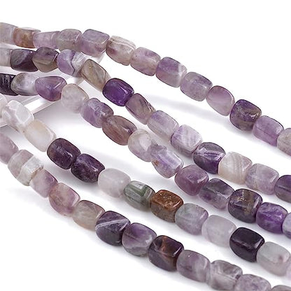 Natural Amethyst Cuboid Stone Loose Semi Gemstone Beads for Jewelry Making 8mmx12mm 38cm (33 Count)