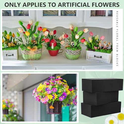 8 Pcs Reusable Floral Foam Blocks Water Weather Resistant Dry Floral Foam for Artificial Flower Arrangements Outdoor Flower Boxes Hanging Planters Wedding Home Decor