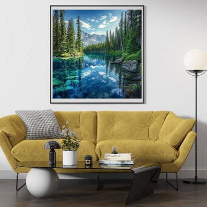 14ct Counted Cross Stitch Kits for Adults Mountains Trees Lake Printed Stamped Cross Stitch Patterns Kits Cross Stitch Supplies