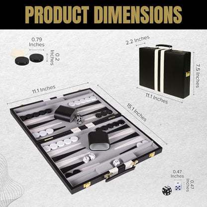 Premium Backgammon 11" Small Black