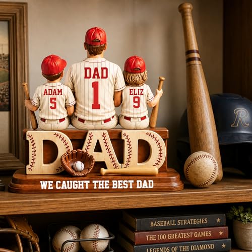 Personalized Baseball Dad Wooden Plaque