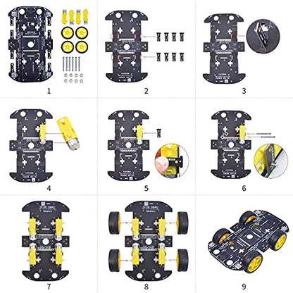 Robot Chassis 4WD Robot Car Smart Chassis Kit with 4 TT Motor for Arduino