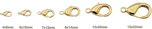 Gold Filled Alternative Findings 18K Lobster Clasps - Multi-Size Pack Secure and Elegant Jewelry Fasteners 6x10mm