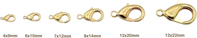 Gold Filled Alternative Findings 18K Lobster Clasps - Multi-Size Pack Secure and Elegant Jewelry Fasteners 6x10mm