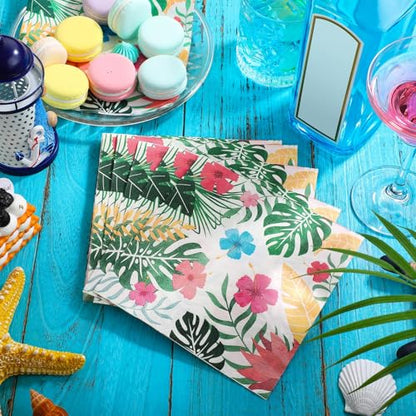 60 Pcs Hawaiian Cocktail Paper Napkins 6.5 x 6.5 Inches