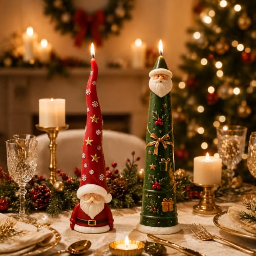 2 PCS 3D Santa Claus Silicone Pillar Candle Molds (2 Count)