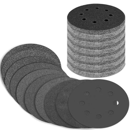 100 Pcs 5 inch Wet Dry Sanding Discs Grit 80 120 180 240 320 400 600 800 1000 2000 Hook and Loop 8 Hole Silicon Carbide Orbital Sander Sandpaper (100 Count)
