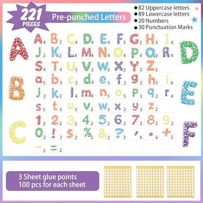 221 Pcs Colorful Composition Bulletin Board Letters for Classroom (221 Count)