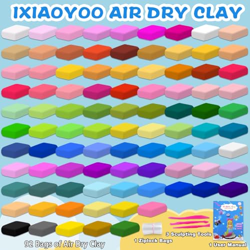 Air Dry Clay 92 Colors Foam Modeling Clay for School Projects (92 Count)