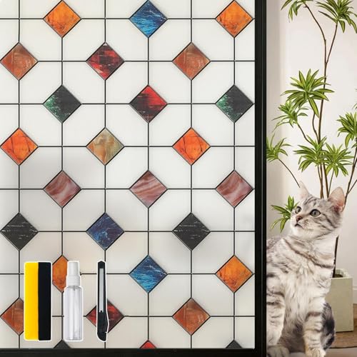 Stained Glass Window Film Geometric Patterns Frosted Window Clings