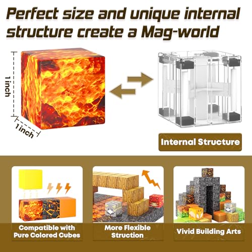 Dinosaur Toys Magnetic Blocks Volcano Edition (80 Count)