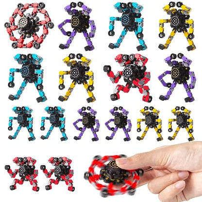 Transformable Fidget Spinners 16 Pcs for Kids and Adults Stress Relief Sensory Toys for Boys and Girls Fingertip Gyros for Party Favors Easter Gifts for Kids (16 Count)