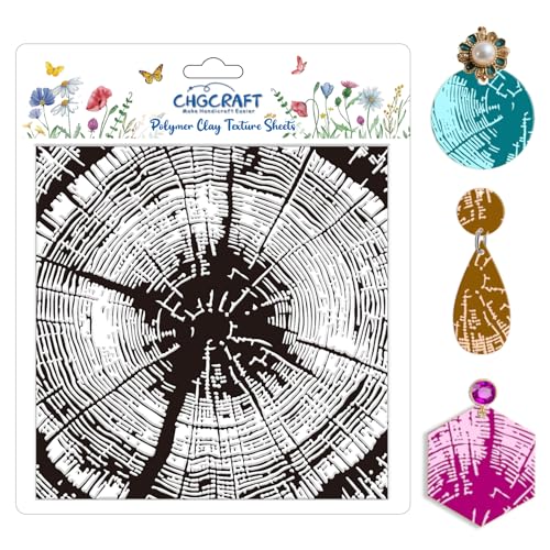 Tree Rings Polymer Clay Texture Sheets Tree Pattern Silicone Texture Stamp Clay Texture Mat Modeling Pattern Pad Sheets for Jewelry and Earrings Tools