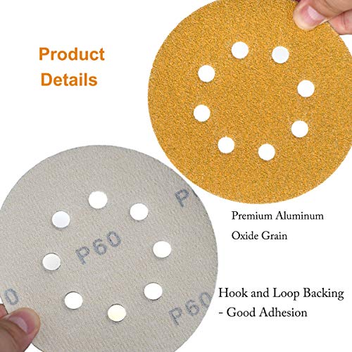 5-Inch 8-Hole Hook and Loop Sanding Discs 60-Grit, 100-Pack (100 Count)