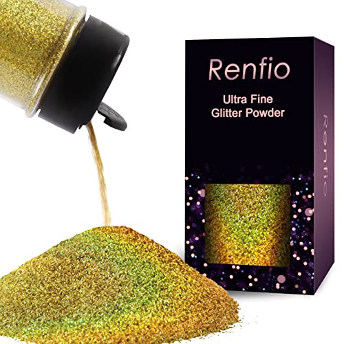 Holographic Ultra Fine Gold Glitter Powder Metallic Resin Glitter (2.11 Ounce)