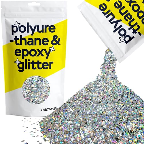 Resin Glitter Silver Holographic Stars & Moons 100g (3.5 Ounce)