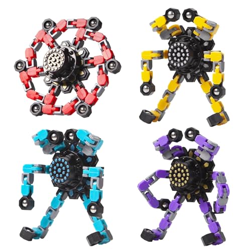 Transformable Fidget Spinners Toys 4 Pcs for Kids and Adults Stress Relief Sensory Toys for Boys and Girls Age 8 (4 Count)