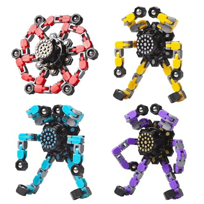 Transformable Fidget Spinners Toys 4 Pcs for Kids and Adults Stress Relief Sensory Toys for Boys and Girls Age 8 (4 Count)