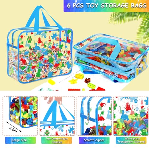 6 Packs Large Toy Storage Bags with Labels (6 Count)