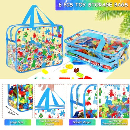 6 Packs Large Toy Storage Bags with Labels (6 Count)