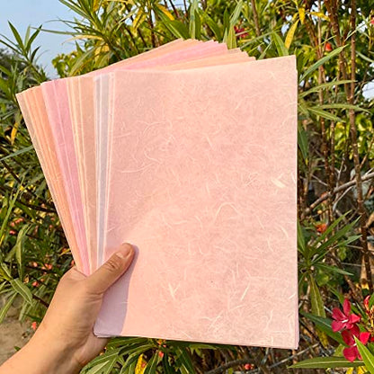 A4 Natural Fiber Mulberry Paper Sheets Art Tissue Washi Paper Design Craft Art Origami Suppliers Card Making Writing Painting 50 Sheets (50 Count)